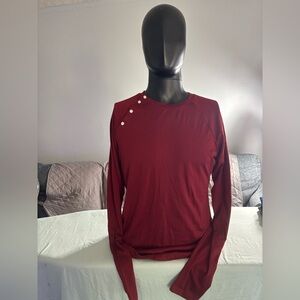 MISSLOOK Men's Deep Red Long Sleeve Shirt with Button Detail
